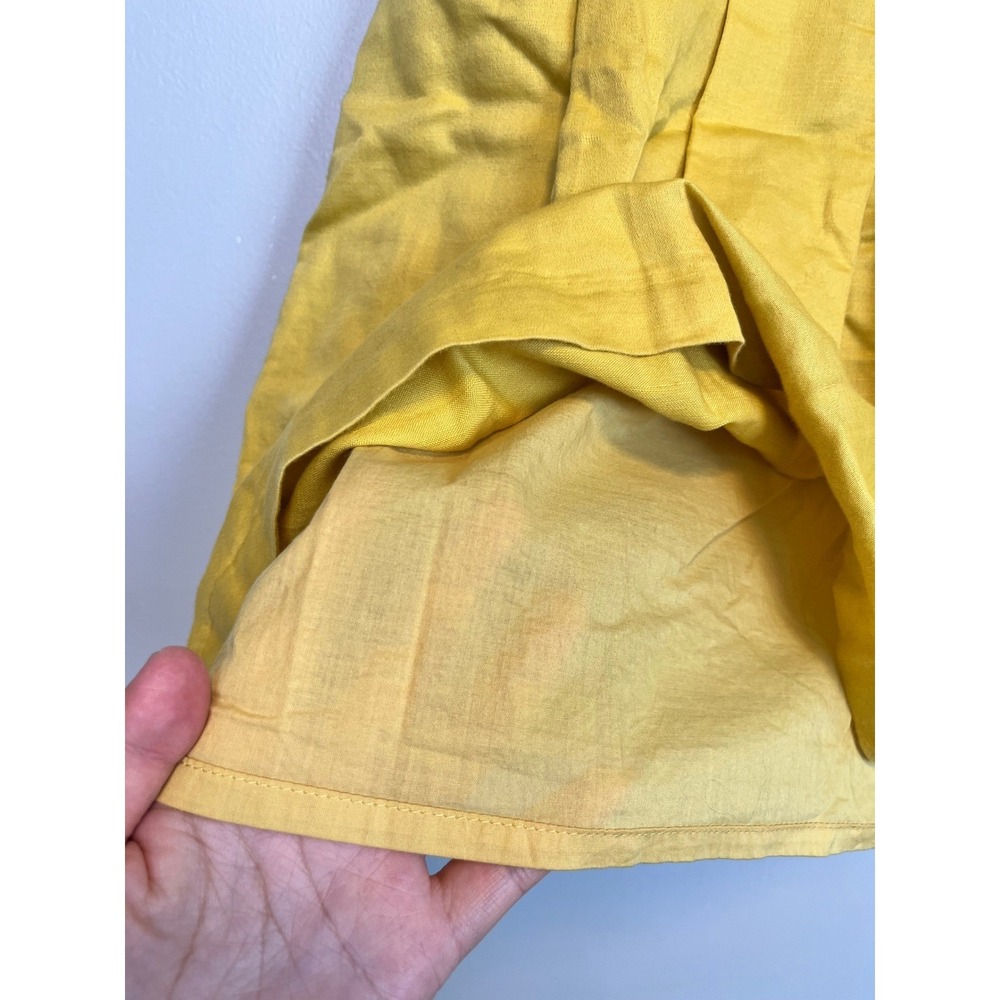 Banana Republic Yellow Linen Cotton Pleated A-Line Mini Skirt Size 6 - Picture 7 of 10